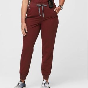 Figs Burgundy Petite High Waisted Zamora Jogger Scrub Pants